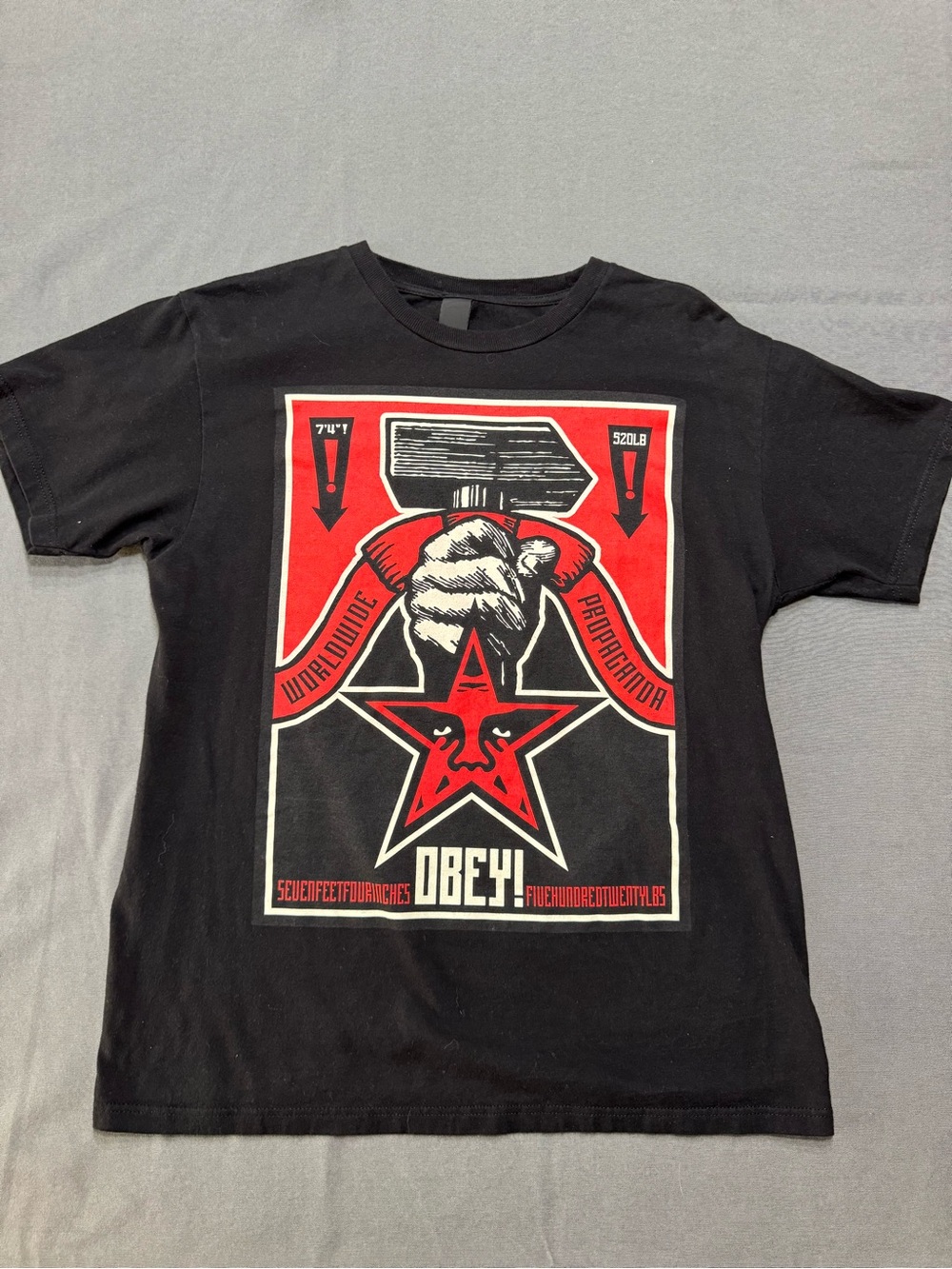 Obey Black Tee with Red and White Graphic Star